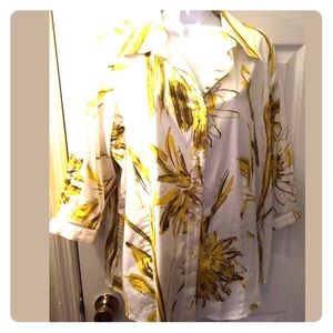 PAPERWHITE by Hinson Wu Blouse Yellow White Floral Button Down Top Nordstrom
